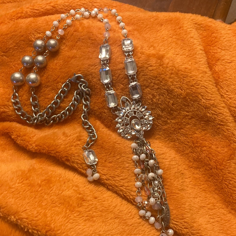 Plunder Silver and White Statement Necklace
